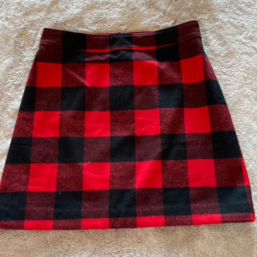 Jcrew red and black checkered skirt, size 12